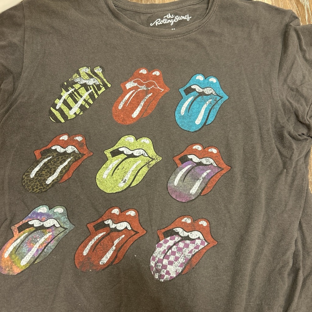 The Rolling Stones Kids Tee - Multicolor Tongues on Dark Gray